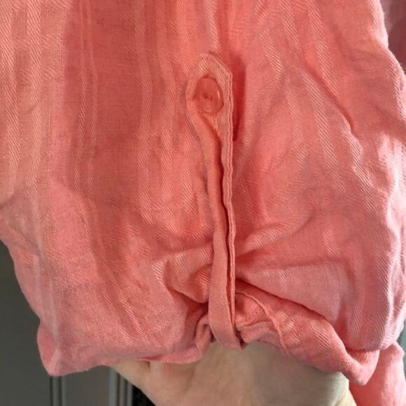 Studio Works Womens Pink Button-Up Shirt 2X Lightweight Textured Long Sleeve Poc - Picture 4 of 5